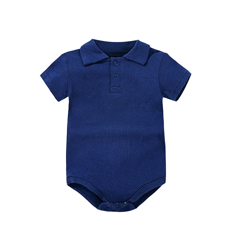 Pañalero tipo Polo | Manga Corta y Color Sólido (0-24 Meses)