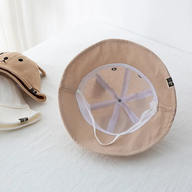 Gorro para el sol tipo cubo con Orejas de Oso: Protección y Ternura (3-18M)