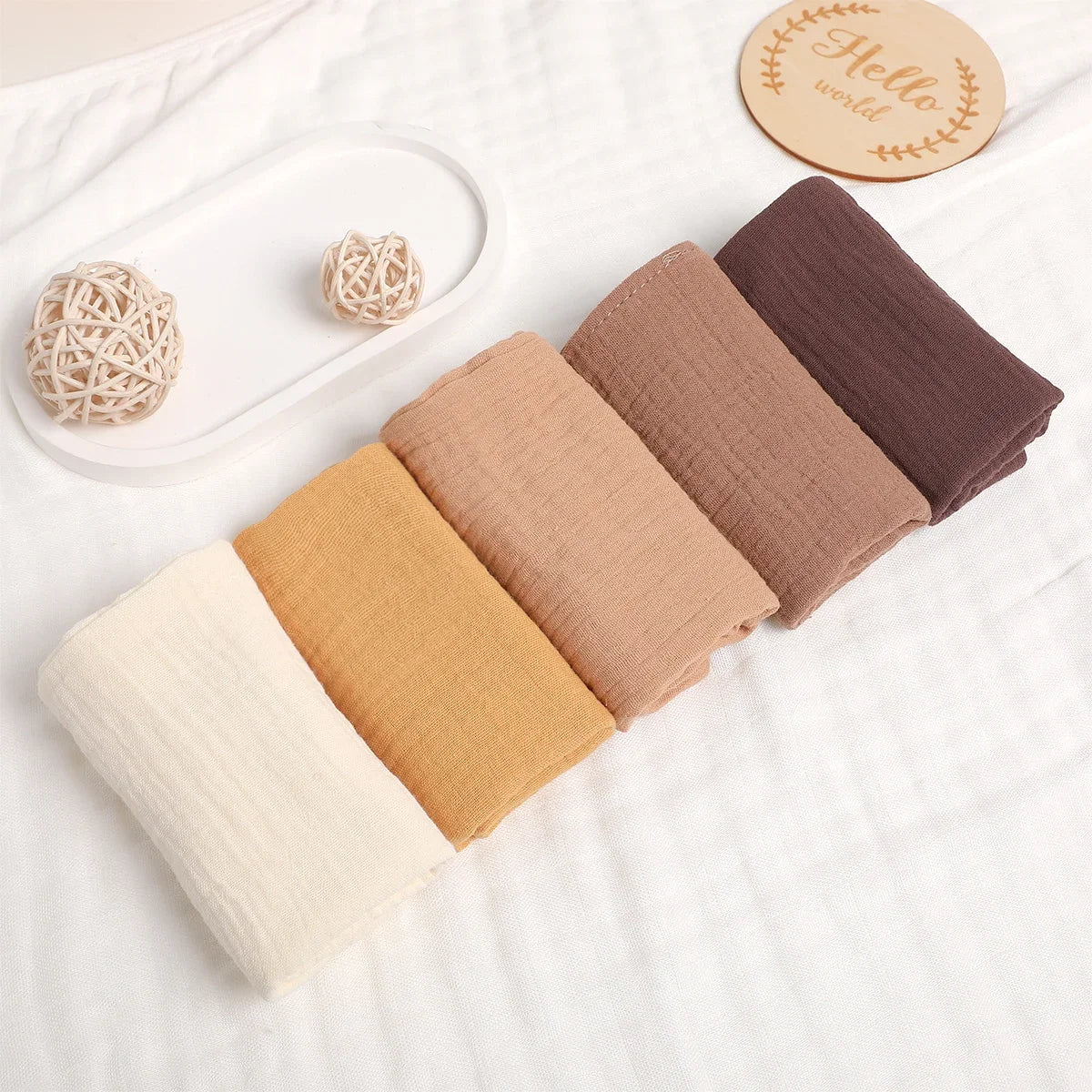 Set de 5 Toallas de Gasa de Algodón: Súper Suaves y Absorbentes (6 Capas)