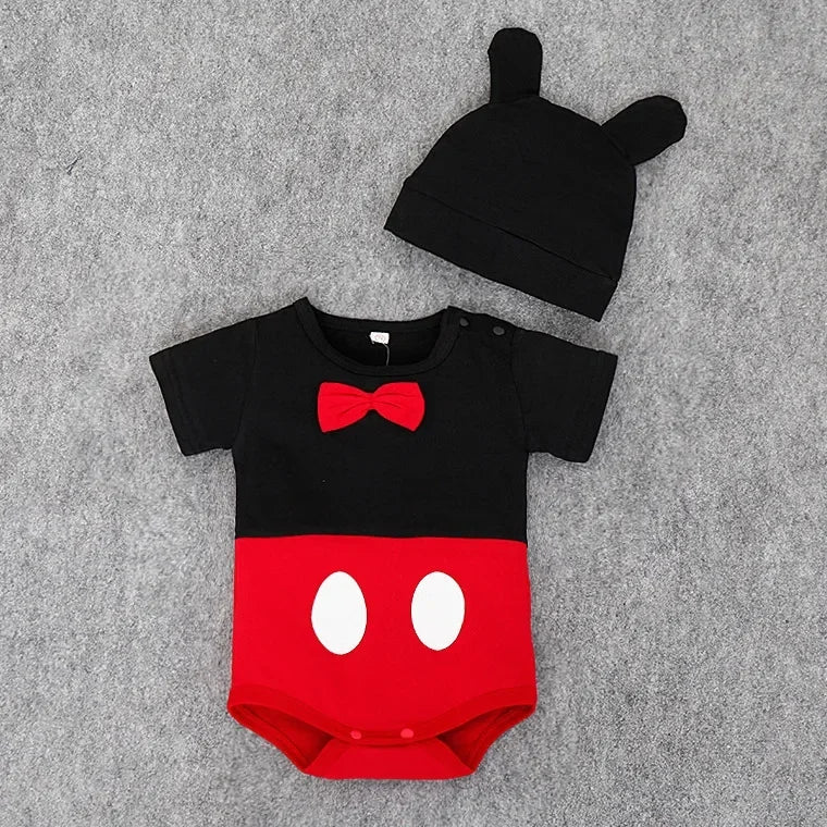 Conjunto de Verano Mickey y Minnie Mouse  | Mameluco y Falda (0-12M)