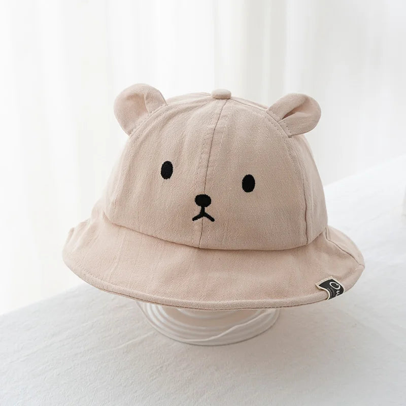 Gorro para el sol tipo cubo con Orejas de Oso: Protección y Ternura (3-18M)