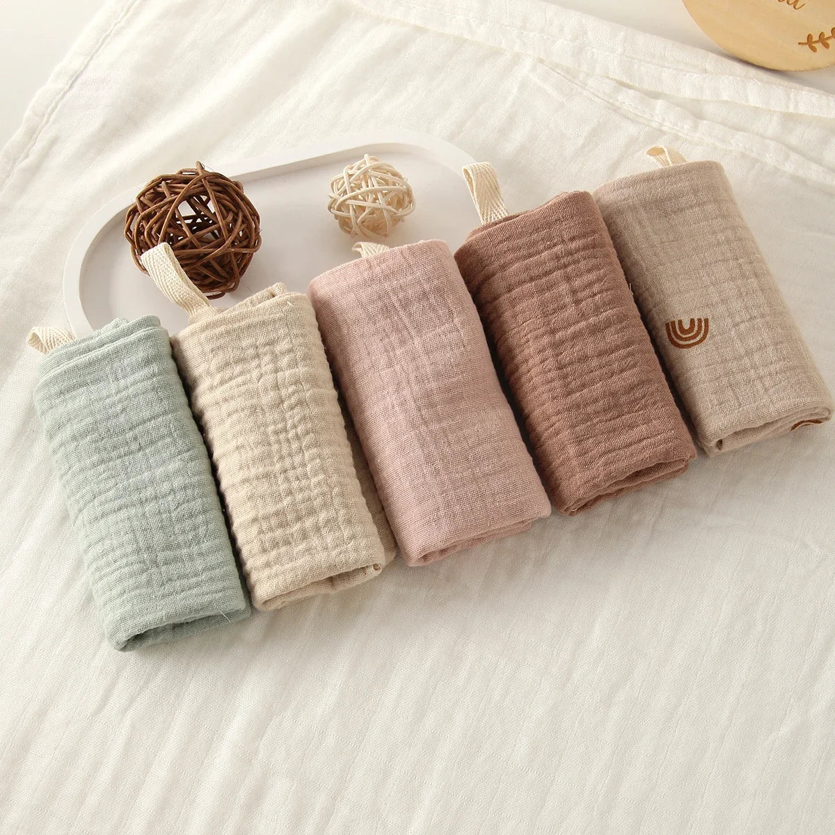 Set de 5 Toallas de Gasa de Algodón: Súper Suaves y Absorbentes (6 Capas)