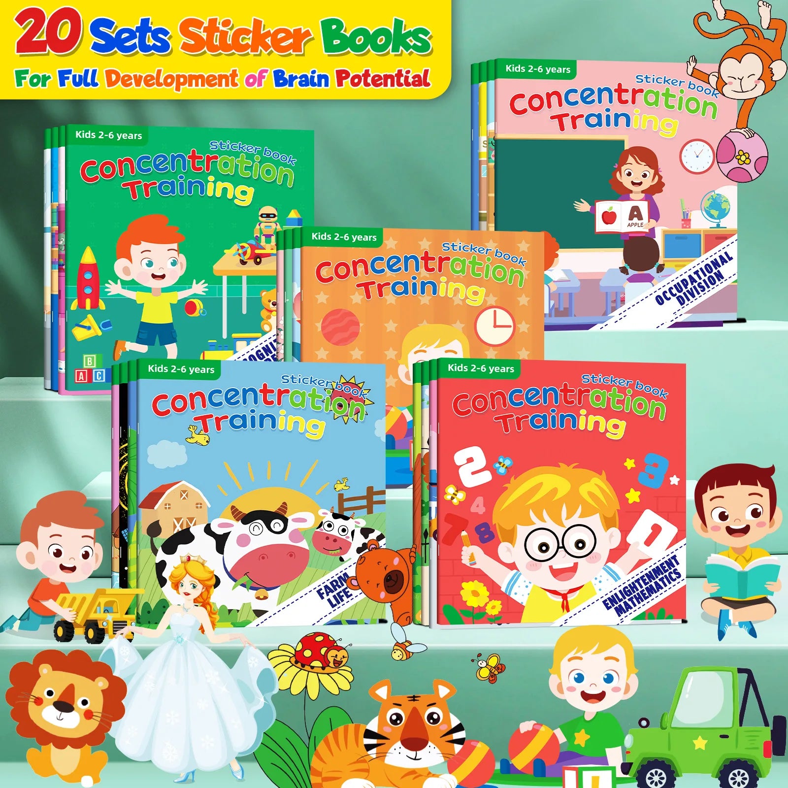 Libros Pegatinas Creativas: Foco y Habilidad Infantil 10/20 Volúmenes