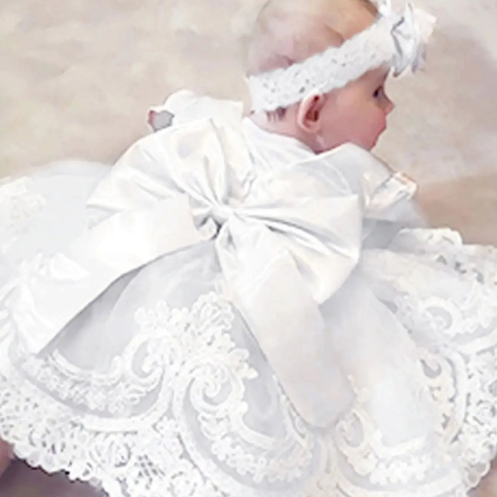 Vestido de Gala de Encaje y Tul para Bebé Niña: Bautizo y fiesta (0-24M)