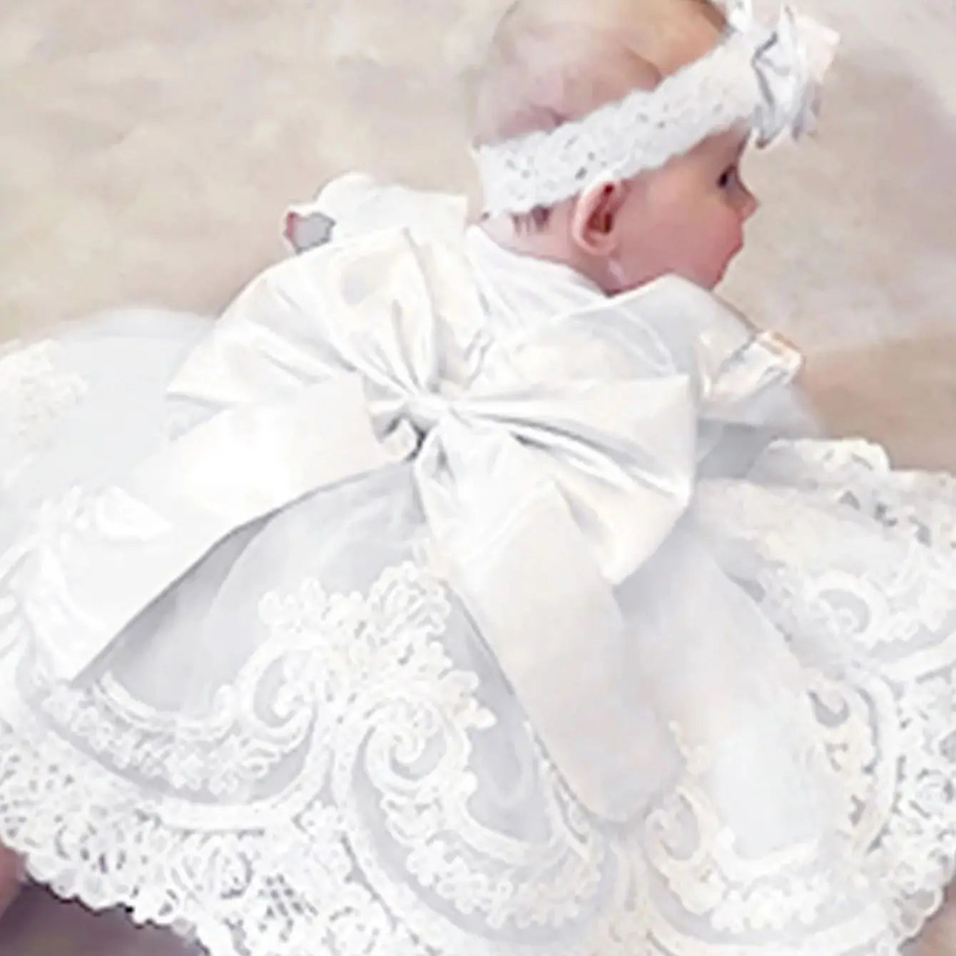 Vestido de Gala de Encaje y Tul para Bebé Niña: Bautizo y fiesta (0-24M)