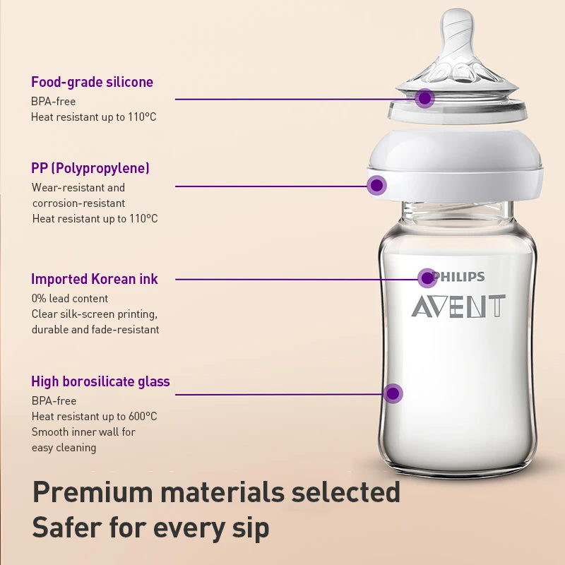 Set de Regalo Philips Avent para Recién Nacidos | Biberones de Vidrio Puro y Cepillo 3 en 1