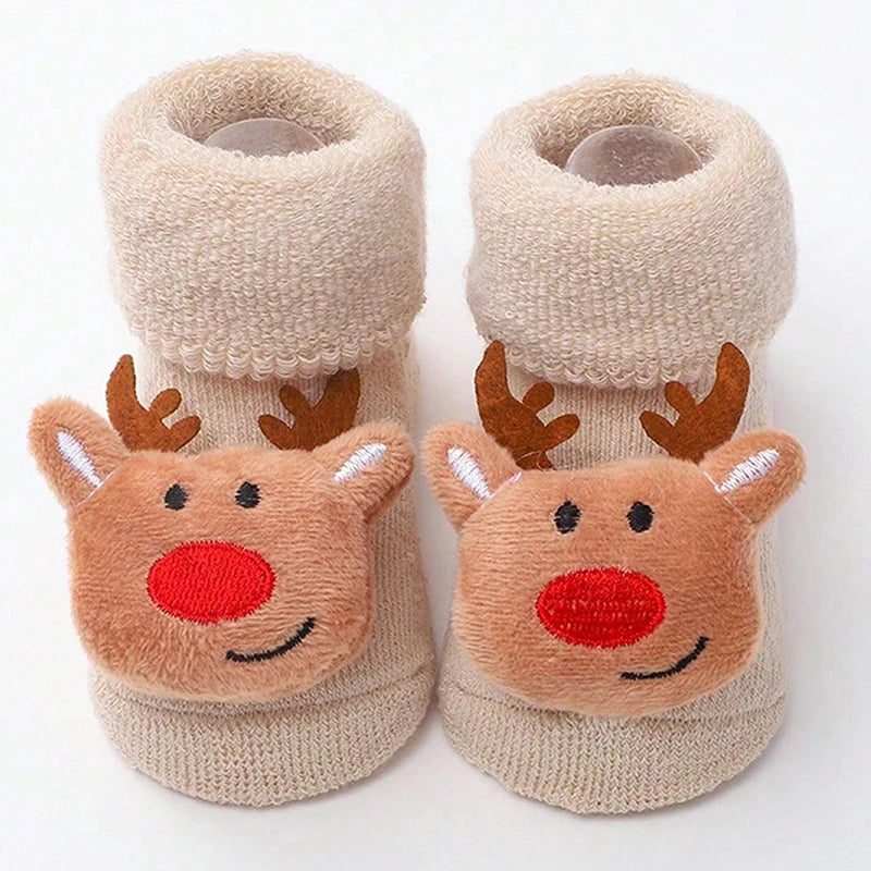 Calcetines Navideños Antideslizantes: Magia y Seguridad en sus Primeros Pasos (0-12M)