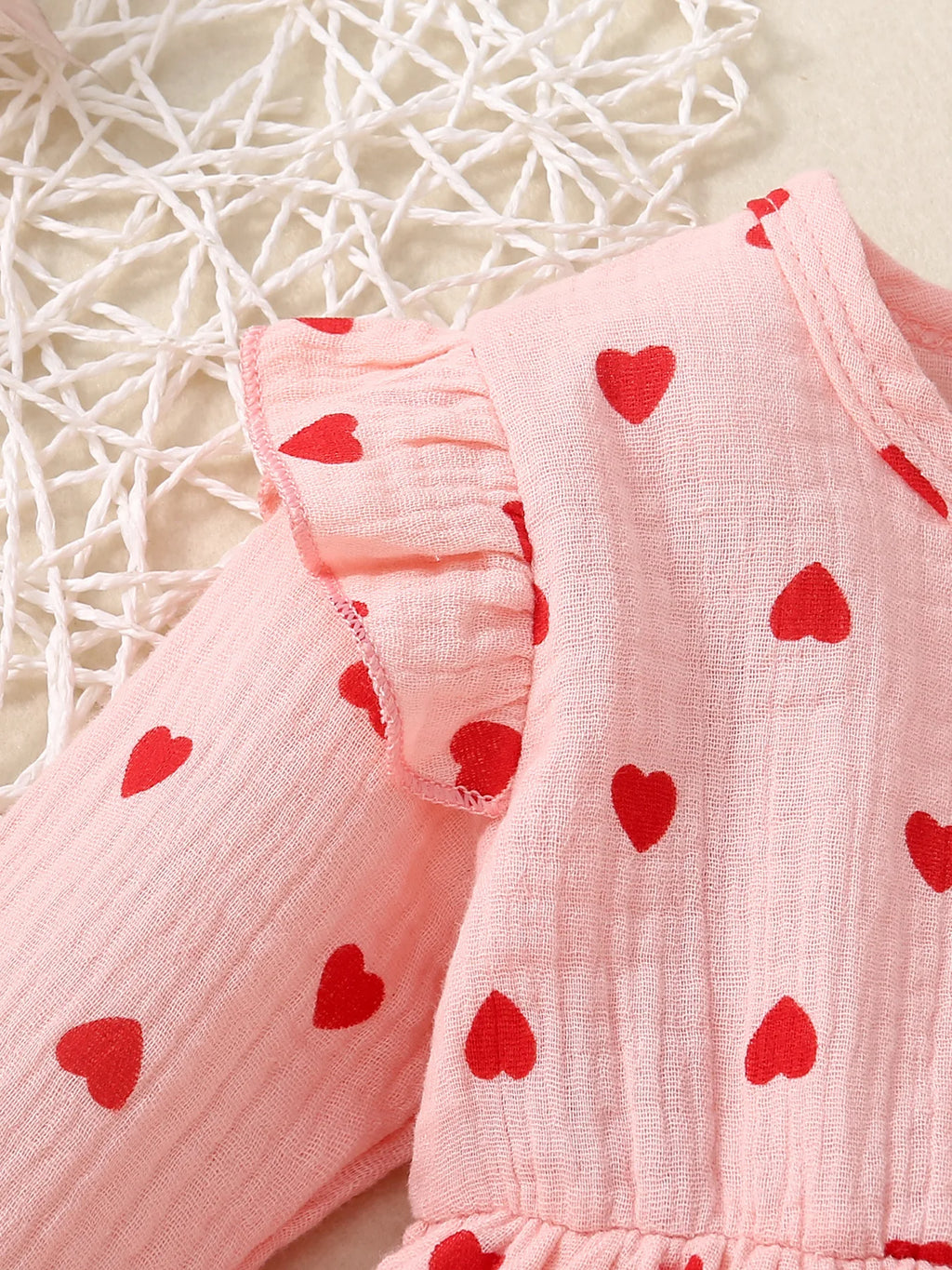 Vestido de Cuello Redondo con Corazones | Ocasiones Especiales y San Valentín (0-24M)
