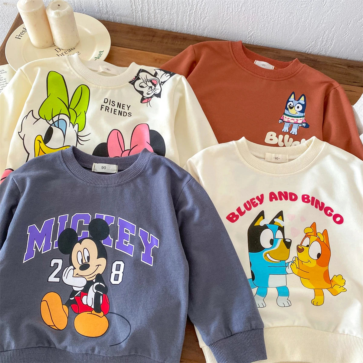 Sudadera Disney/Bluey: Comodidad Suelta y Estilo Casual (Primavera/Otoño) (3M-6T)