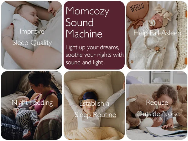 Máquina de Ruido Momcozy Smart | 34 Sonidos, Luz Nocturna RGB y Control Remoto por Aplicación (Wi-Fi)