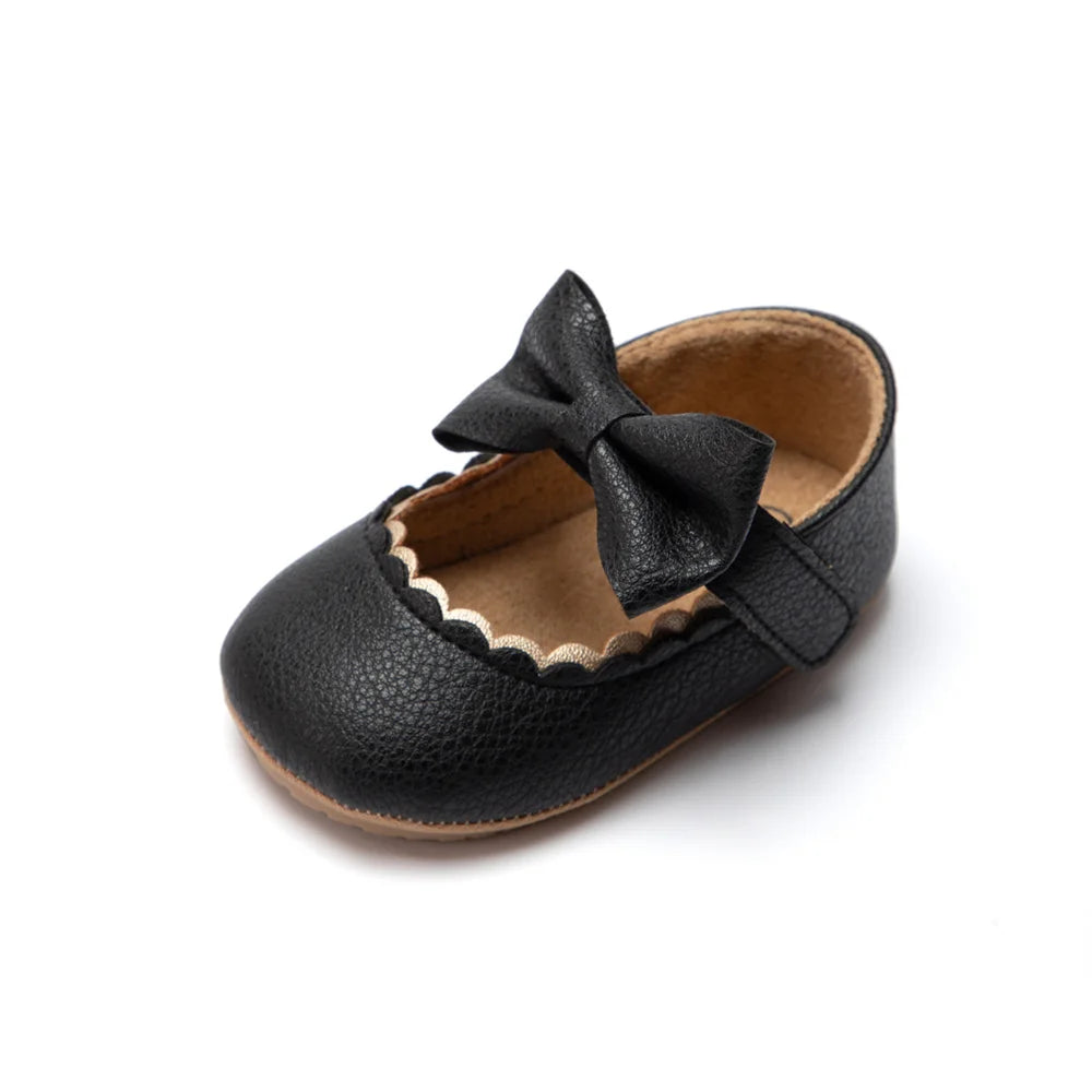 Zapatos Retro de Princesa con Moño - Suela Suave Antideslizante (0-18M)