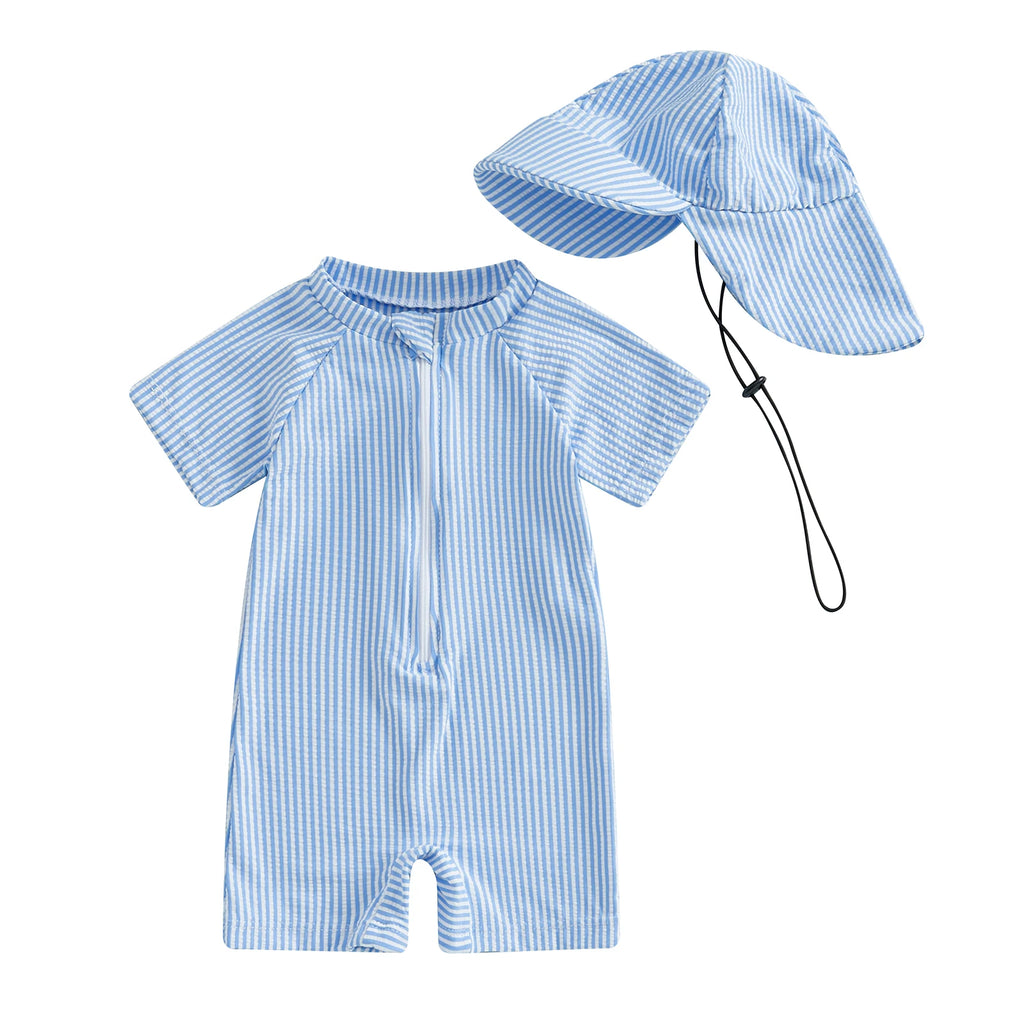 Set "Rayas Marineras" – Protección Total para el Verano (0M-3T)