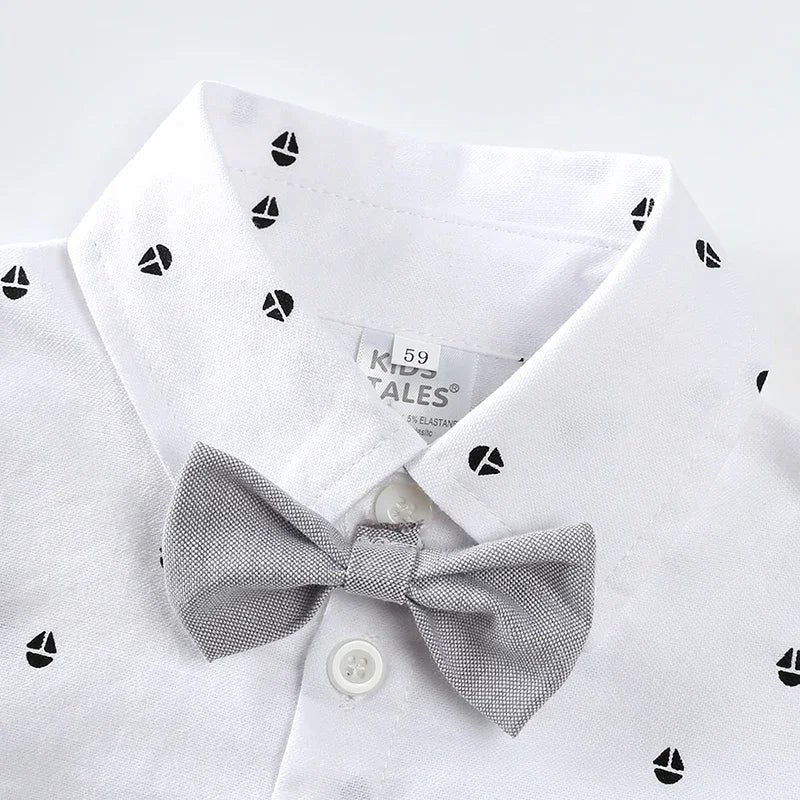 Conjunto Formal para Bebé Niño: Mameluco, Pantalón de tirantes y Gorro (0M-3T)