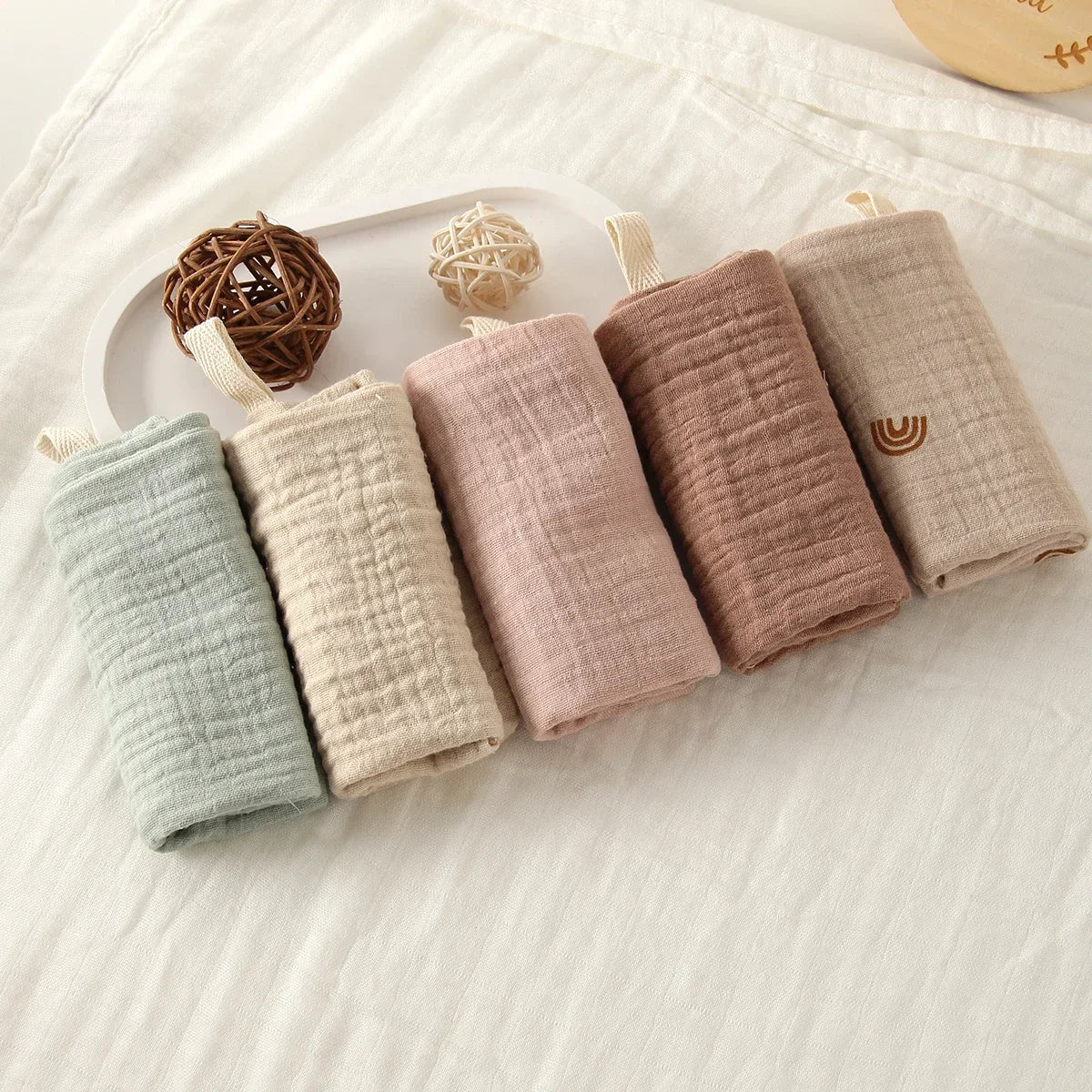 Set de 5 Toallas de Gasa de Algodón: Súper Suaves y Absorbentes (6 Capas)