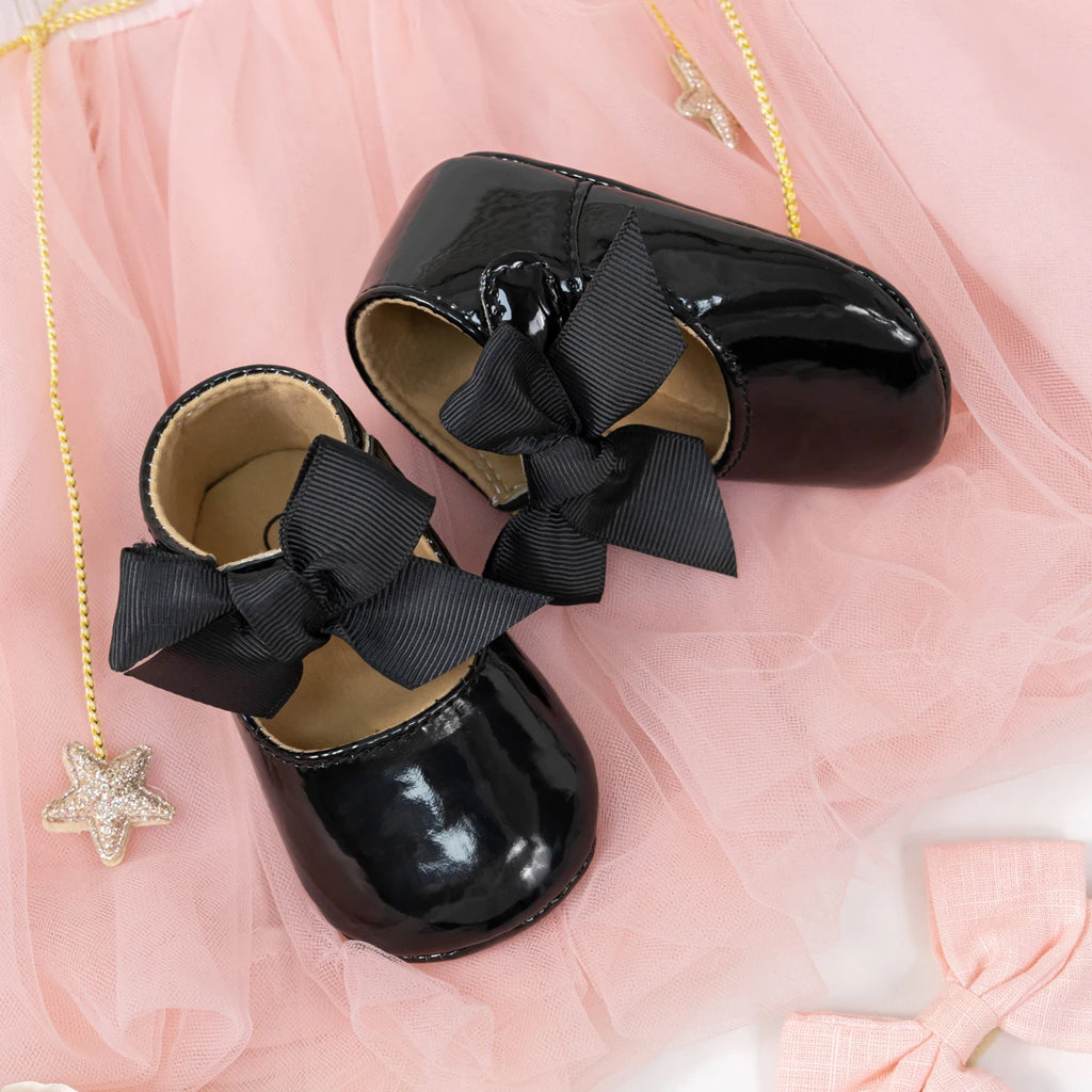 Zapatillas tipo Ballet con Moño: Elegancia Antideslizante para Bebé (0-18M)