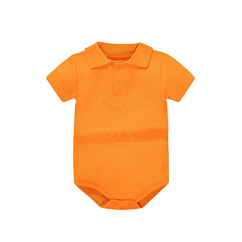 Pañalero tipo Polo | Manga Corta y Color Sólido (0-24 Meses)