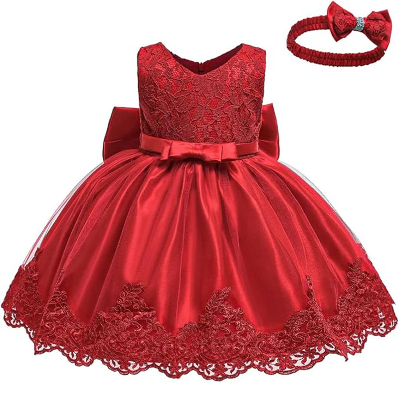 Vestido de Princesa Rojo para Bebé:  Navidad y Fiesta (0-24M)