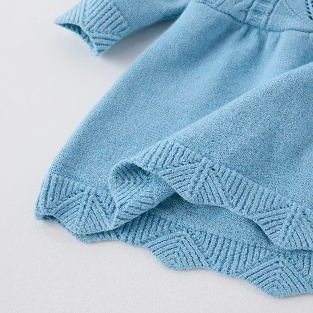 Vestido Tejido Calado para Bebé Niña| Dulzura y Estilo de Primavera  (0-18M)