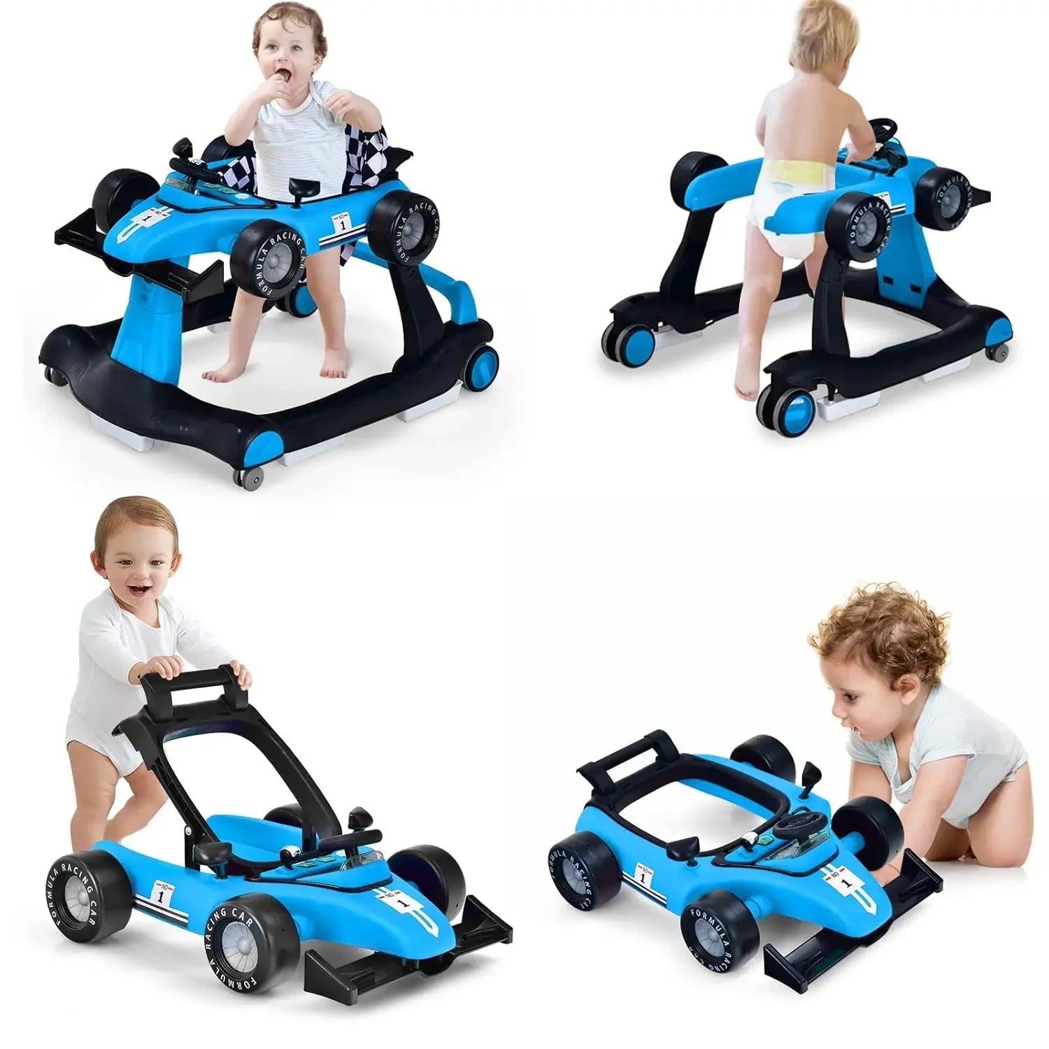 Andador de Bebé Premium 4 en 1 "Fórmula Racing": Evolutivo, Musical y Plegable