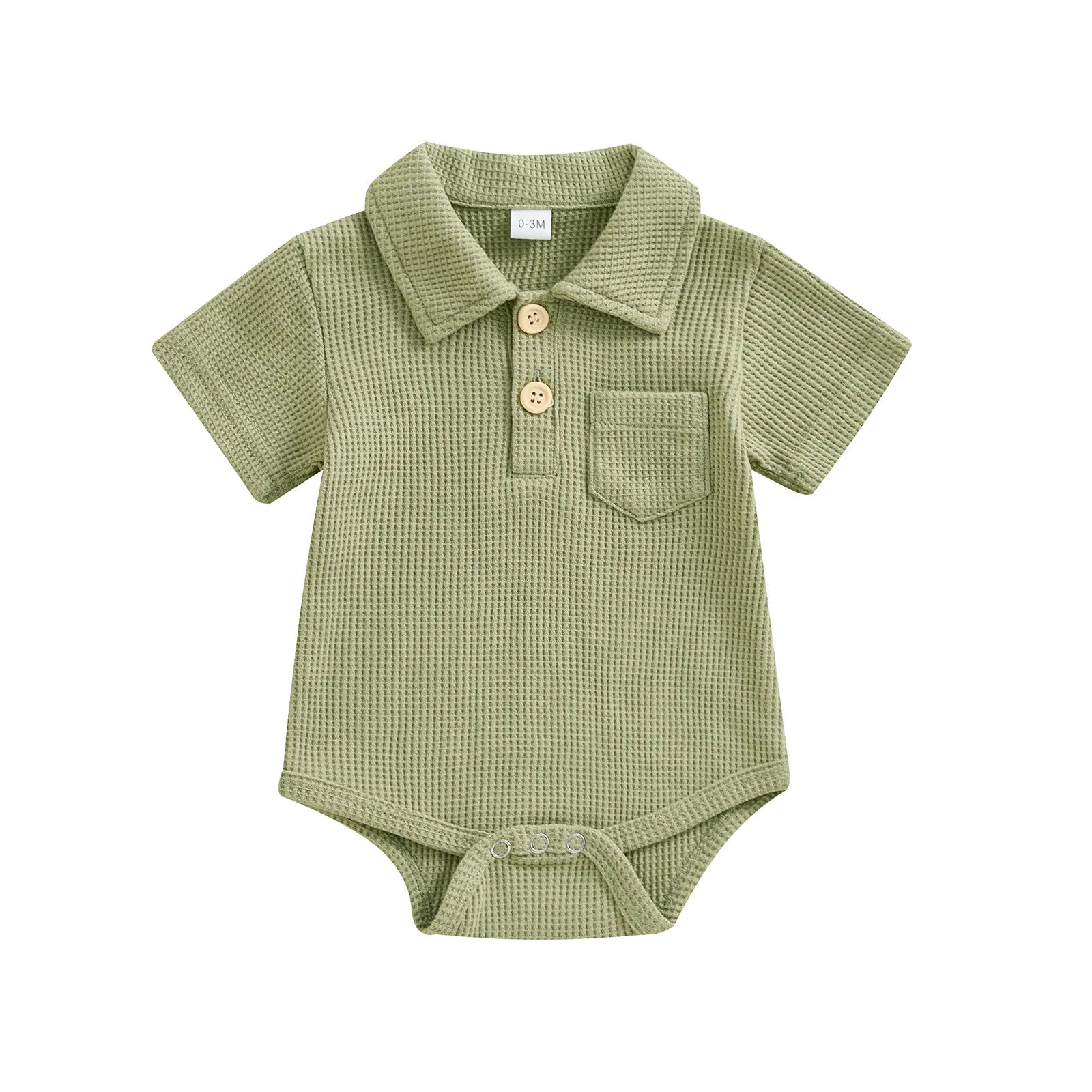 Pañalero tipo Polo Tejido Waffle |  Algodón Suave y Estilo Diario (0-12M)