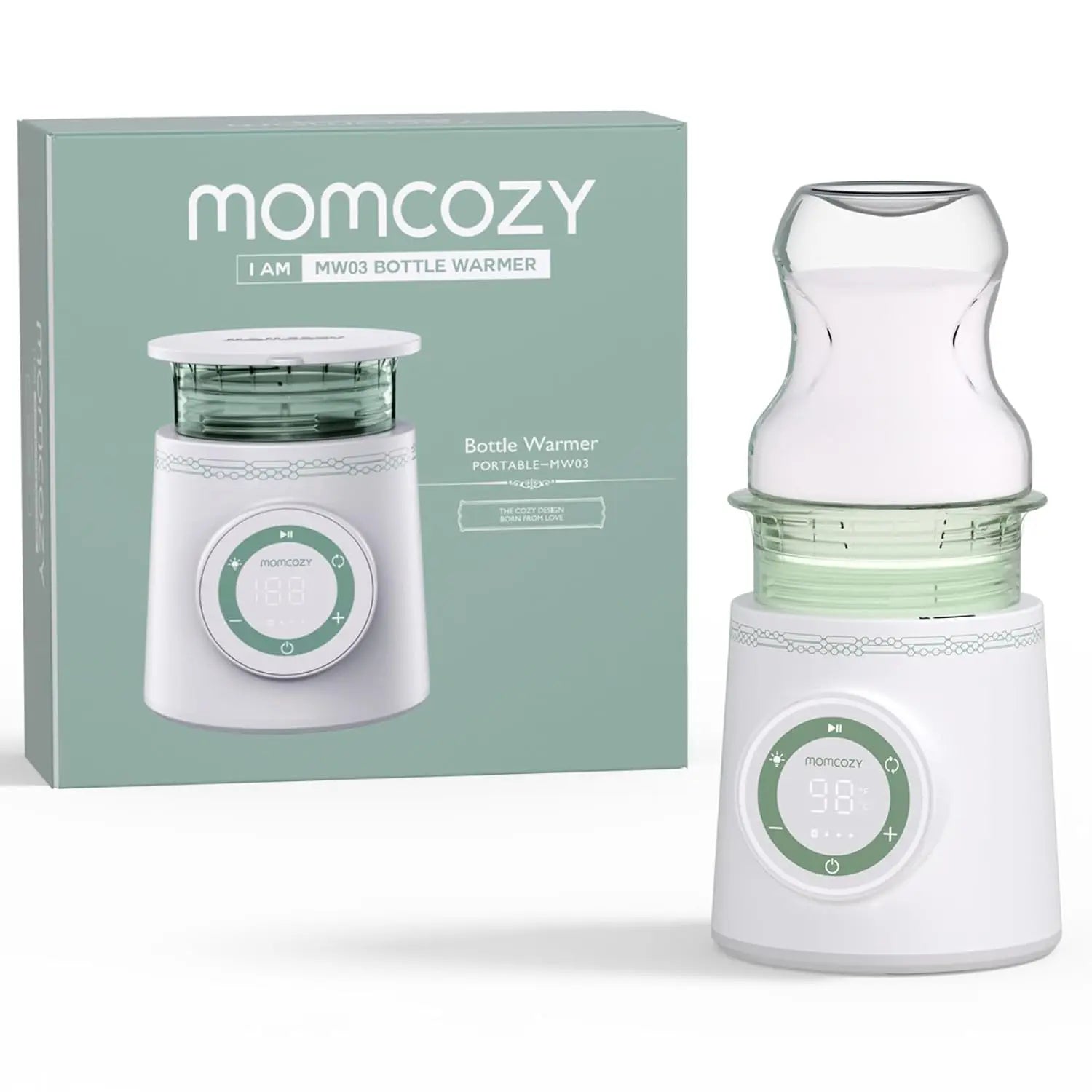 Calentador de Biberones Portátil Momcozy | Inalámbrico, Calentamiento Rápido y Doble Anti-Fugas