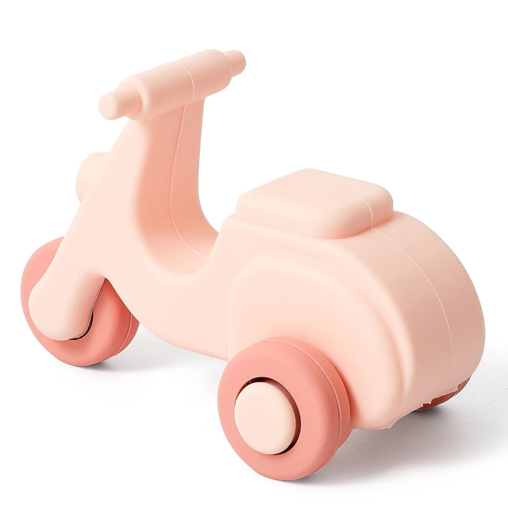 Coche de Juguete Montessori de Silicona | 2-en-1 Mordedera y Juguete Educativo