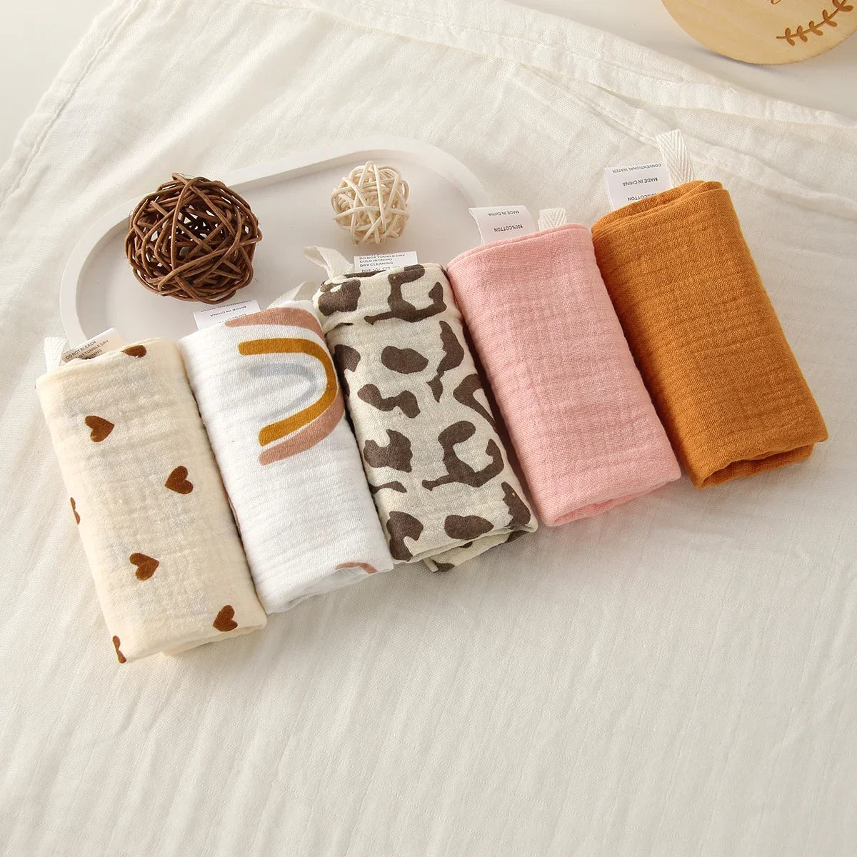 Set de 5 Toallas de Gasa de Algodón: Súper Suaves y Absorbentes (6 Capas)