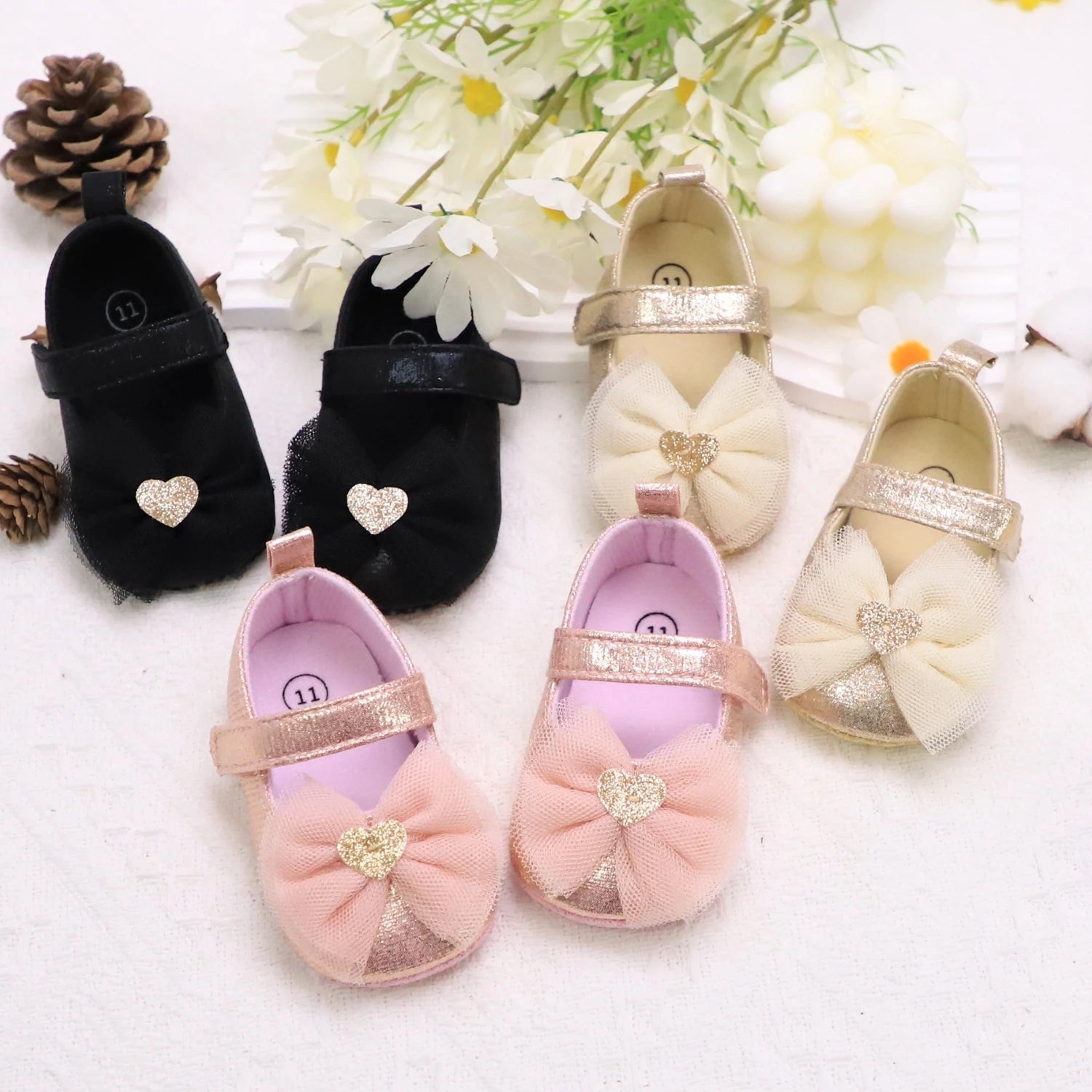 Zapatos con Moño de encaje Princesa para Primeros Pasos (0-18M)
