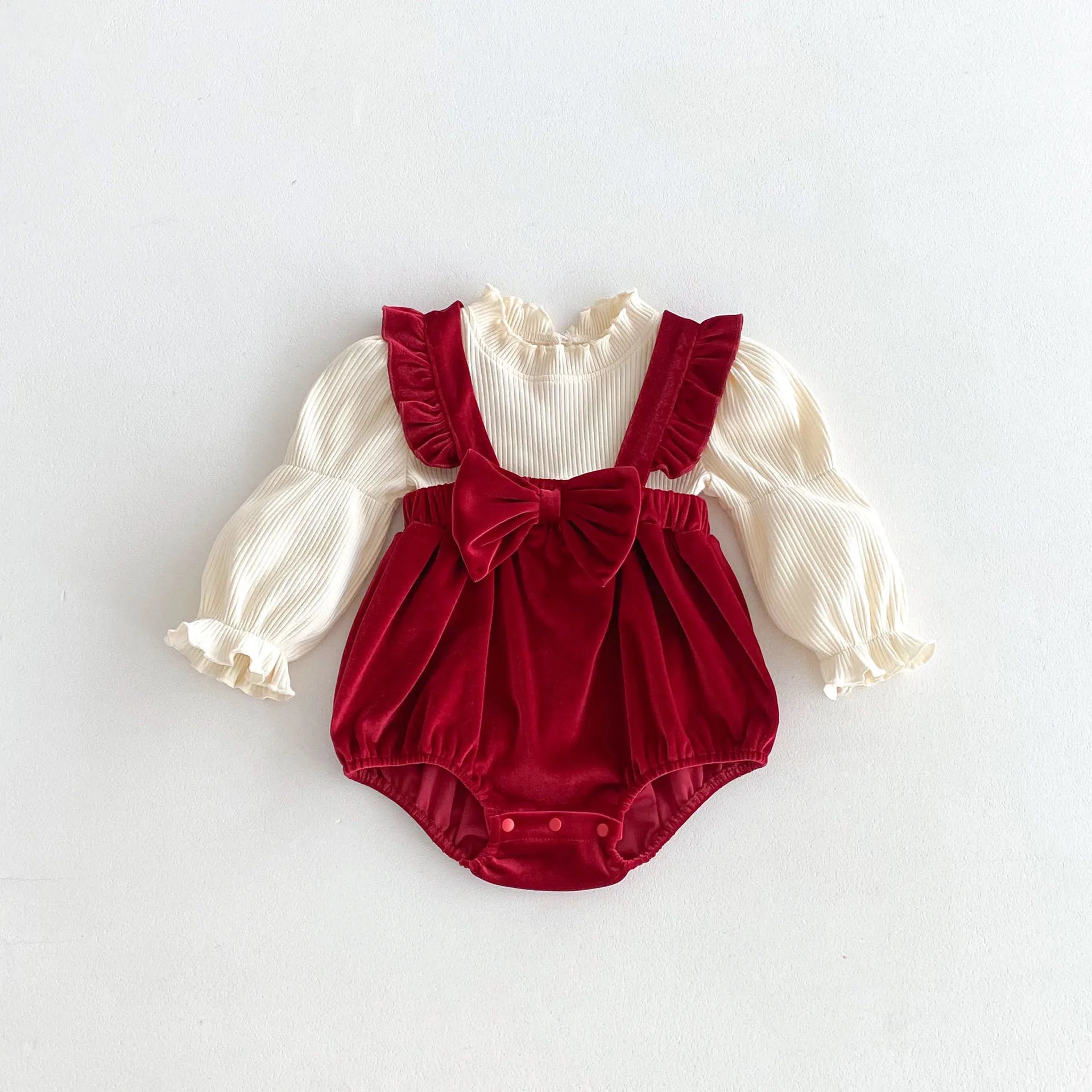Pañalero Vestido con Cuello de Pétalo (3-24M)