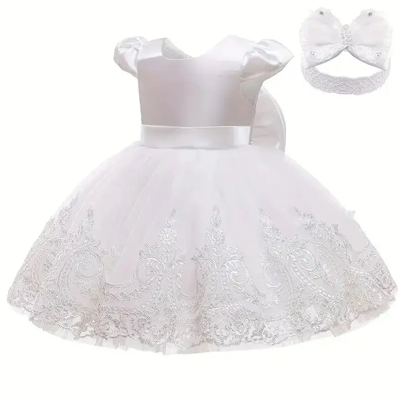 Vestido de Gala de Encaje y Tul para Bebé Niña: Bautizo y fiesta (0-24M)