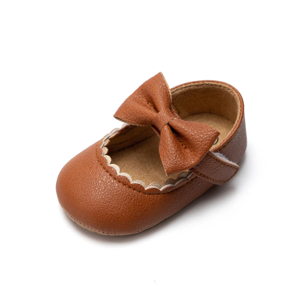 Zapatos Retro de Princesa con Moño - Suela Suave Antideslizante (0-18M)