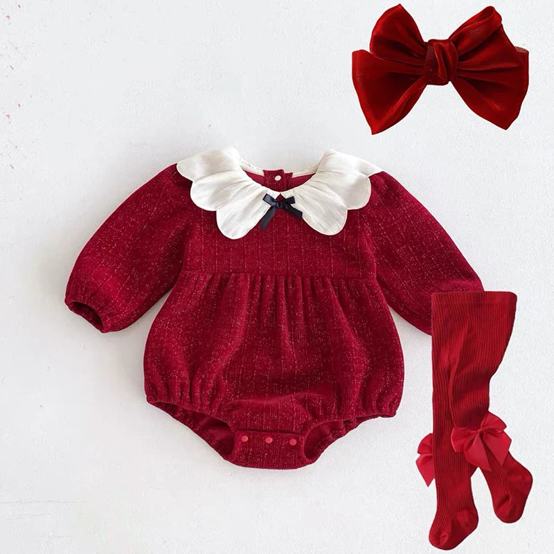 Pañalero Vestido con Cuello de Pétalo (3-24M)