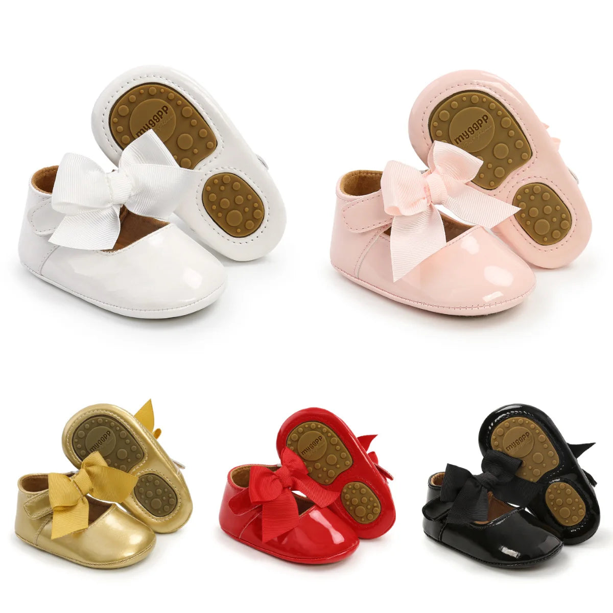 Zapatillas tipo Ballet con Moño: Elegancia Antideslizante para Bebé (0-18M)