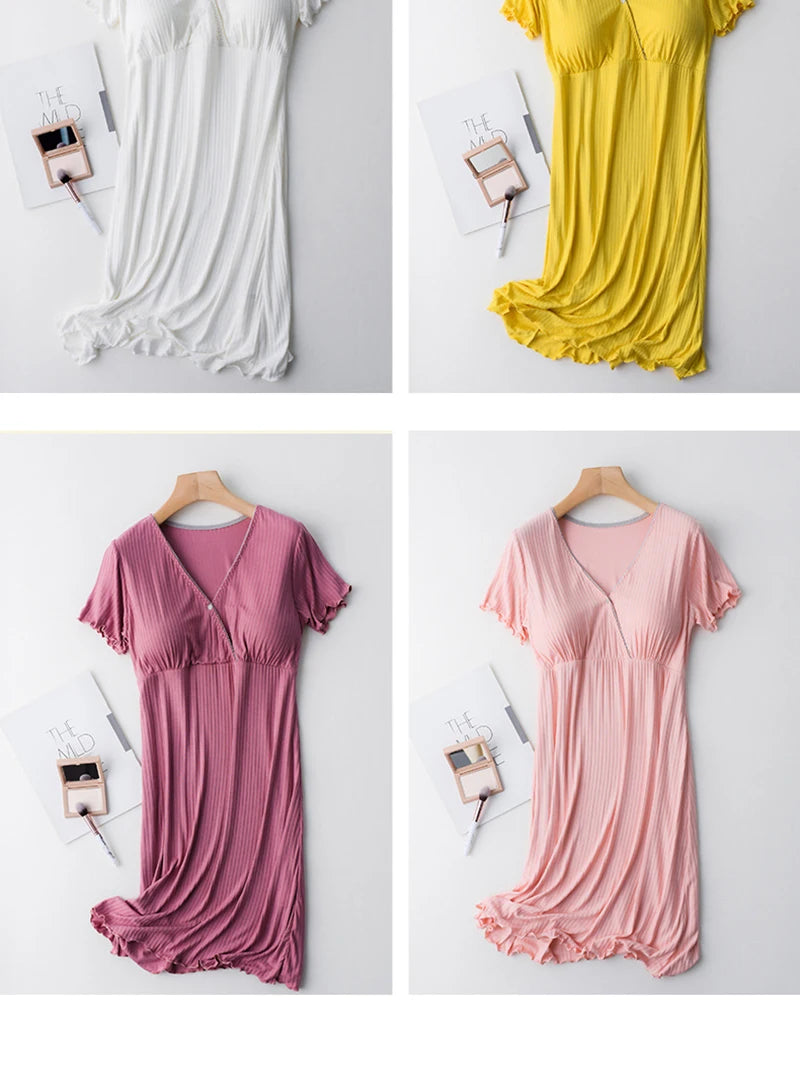 Camisón Modal de Lactancia: Elegancia y Confort Ajustable