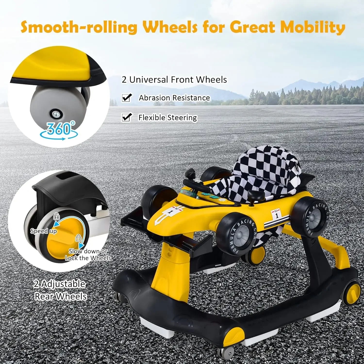 Andador de Bebé Premium 4 en 1 "Fórmula Racing": Evolutivo, Musical y Plegable