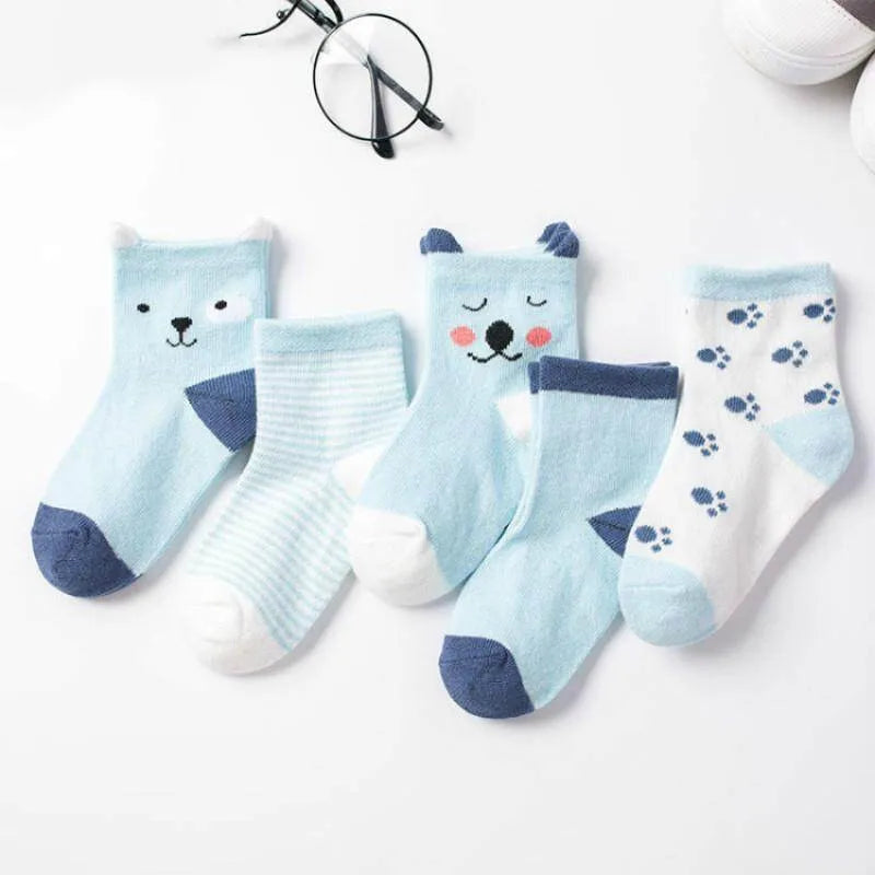 Set de 5 Pares de Calcetines divertidos de Algodón (0-6T)