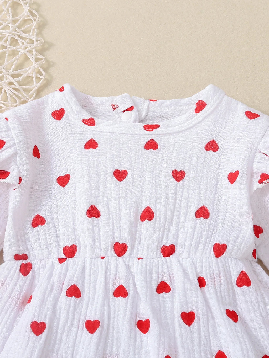 Vestido de Cuello Redondo con Corazones | Ocasiones Especiales y San Valentín (0-24M)
