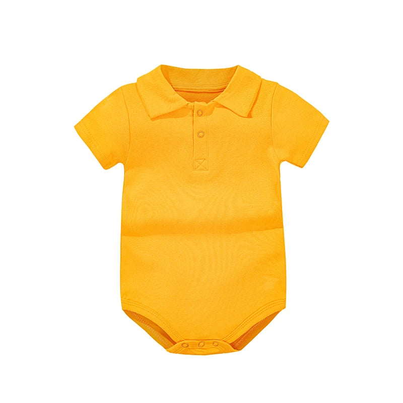 Pañalero tipo Polo | Manga Corta y Color Sólido (0-24 Meses)