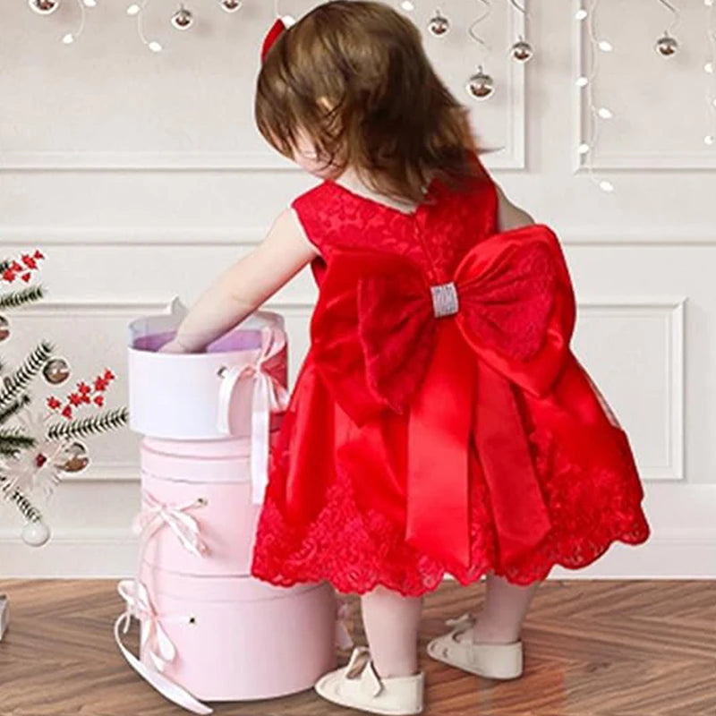 Vestido de Princesa Rojo para Bebé:  Navidad y Fiesta (0-24M)
