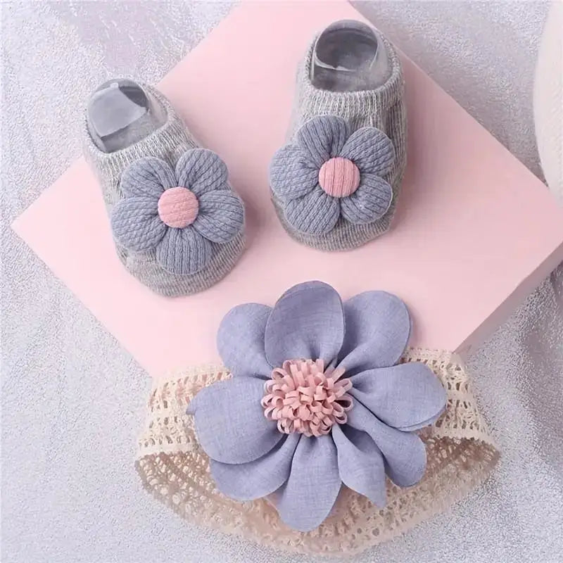 Set de Diadema y Calcetines Floral para Bebé (0-12M)