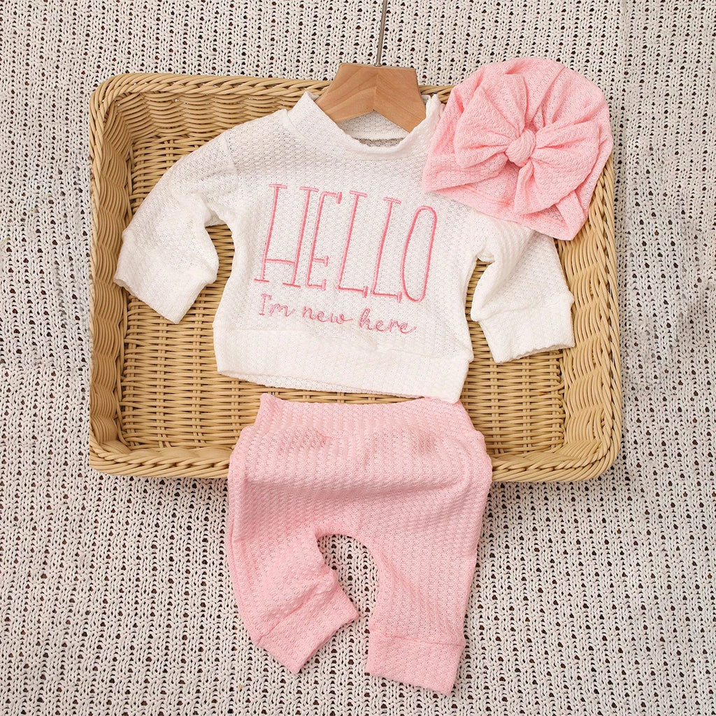 Conjunto "Hello" para Recién Nacido: Outfit para Fotos y Salida del Hospital (0-3M)
