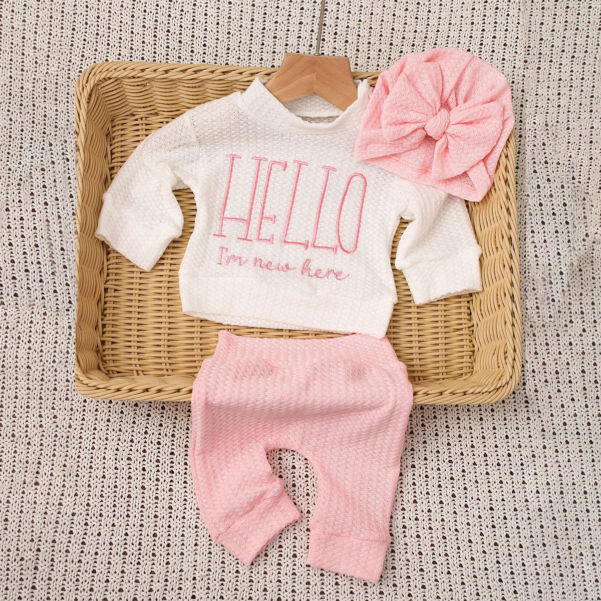 Conjunto "Hello" para Recién Nacido: Outfit para Fotos y Salida del Hospital (0-3M)