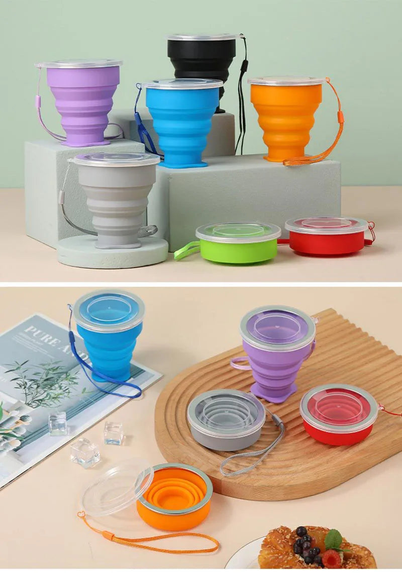 Taza Plegable de Silicona 200ml con Tapa | Snack & Go Anti-Derrames