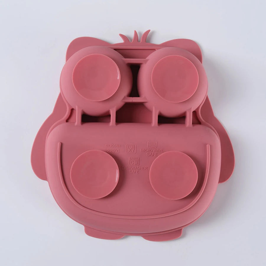 Plato de Silicona con Succión | Diseño de Búho