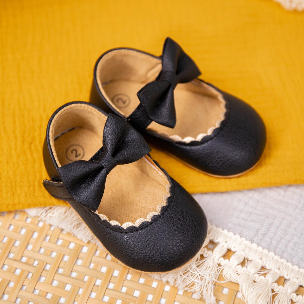 Zapatos Retro de Princesa con Moño - Suela Suave Antideslizante (0-18M)