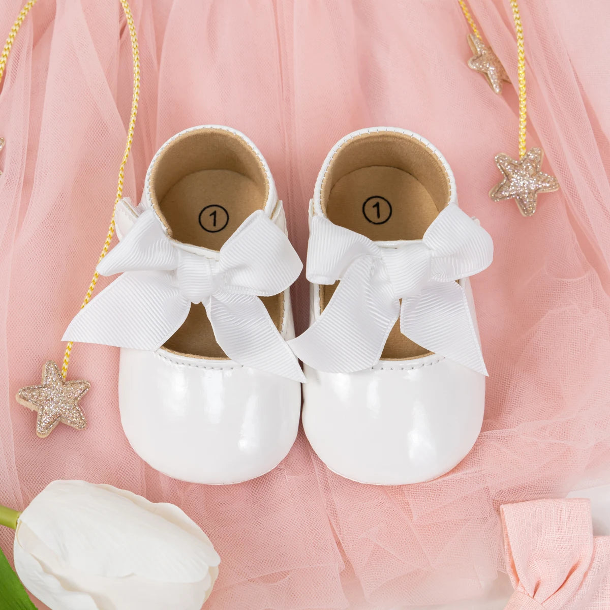 Zapatillas tipo Ballet con Moño: Elegancia Antideslizante para Bebé (0-18M)