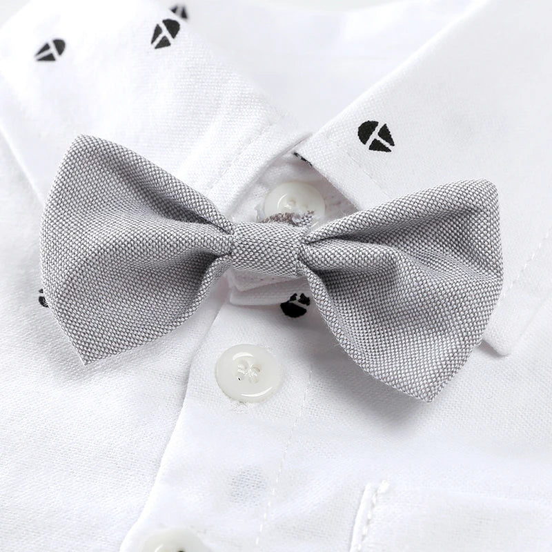 Conjunto Formal para Bebé Niño: Mameluco, Pantalón de tirantes y Gorro (0M-3T)