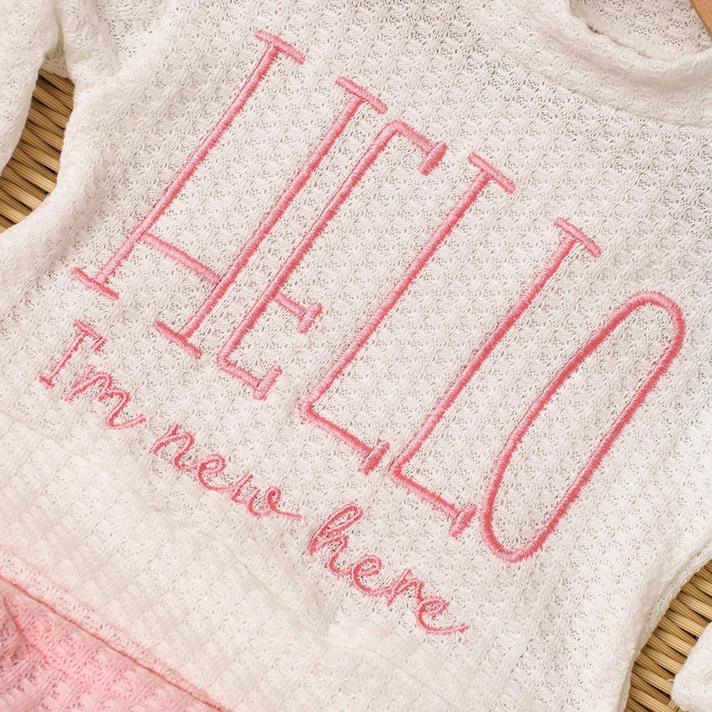 Conjunto "Hello" para Recién Nacido: Outfit para Fotos y Salida del Hospital (0-3M)