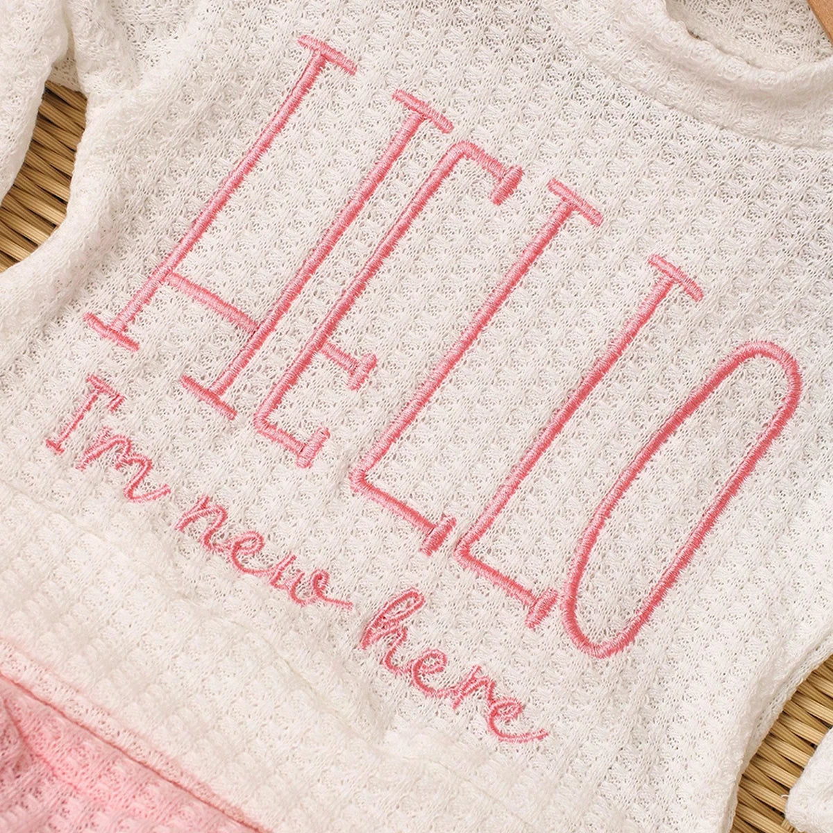 Conjunto "Hello" para Recién Nacido: Outfit para Fotos y Salida del Hospital (0-3M)