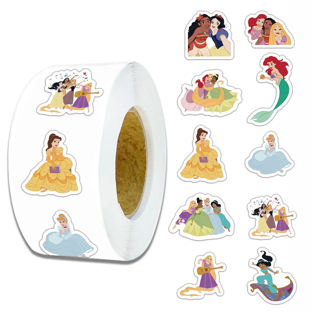Rollo de 500 Pegatinas de Princesas Disney| Decoración DIY y Recompensas